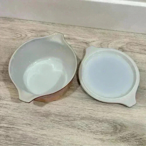 Vintage 1970s Pyrex Brown Old Orchard 1 Quart Casserole Dish With Lid 473 - Picture 3 of 8